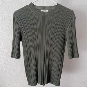 Vince Variegated Ribbed Elbow Sleeve Sweater